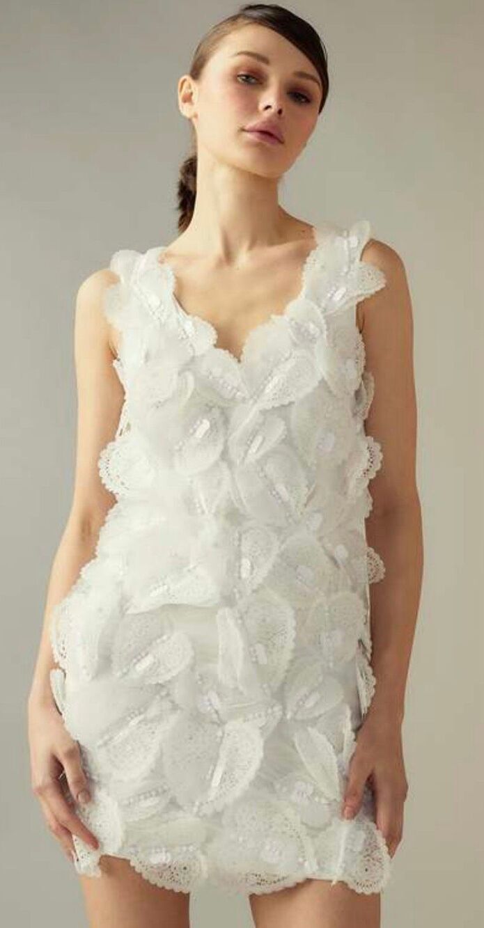 CYNTHIA ROWLEY ELLE EMBELLISHED HEART DRESS in White NWT Size 10
